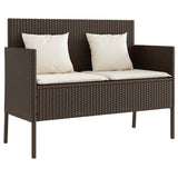 Vidaxl tuinbank met kussens poly rattan bruin