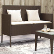 Vidaxl tuinbank met kussens poly rattan bruin