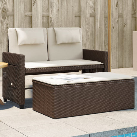 Vidaxl tuinbankje verstelbaar met kussens poly rattan bruin
