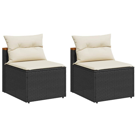 Vidaxl tuinbanken 2 st zonder armleuning met kussens poly rattan zwart