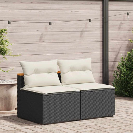 Vidaxl tuinbanken 2 st zonder armleuning met kussens poly rattan zwart