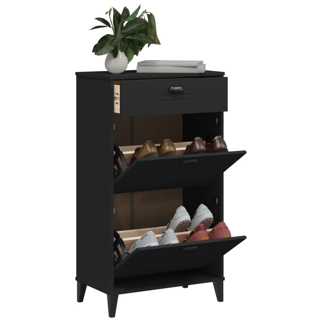 Vidaxl Shoe Cabinet Viken Propertovaná dřevo černá