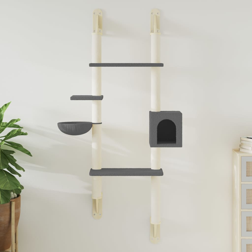 Vidaxl Cat Furniture Wall namontovaná se poškrábáním pólem 180 cm tmavě šedá