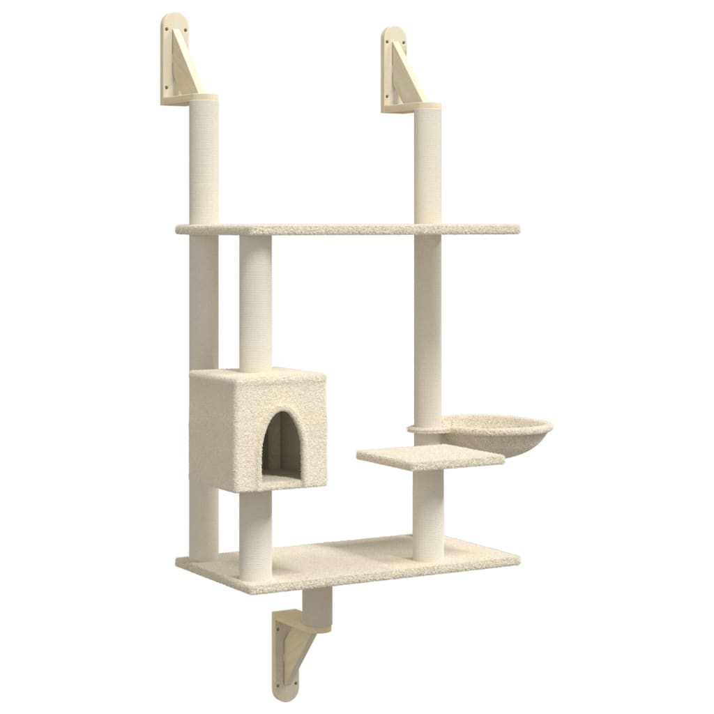 Vidaxl Cat Furniture Wall montato con una crema di graffi dopo 153 cm