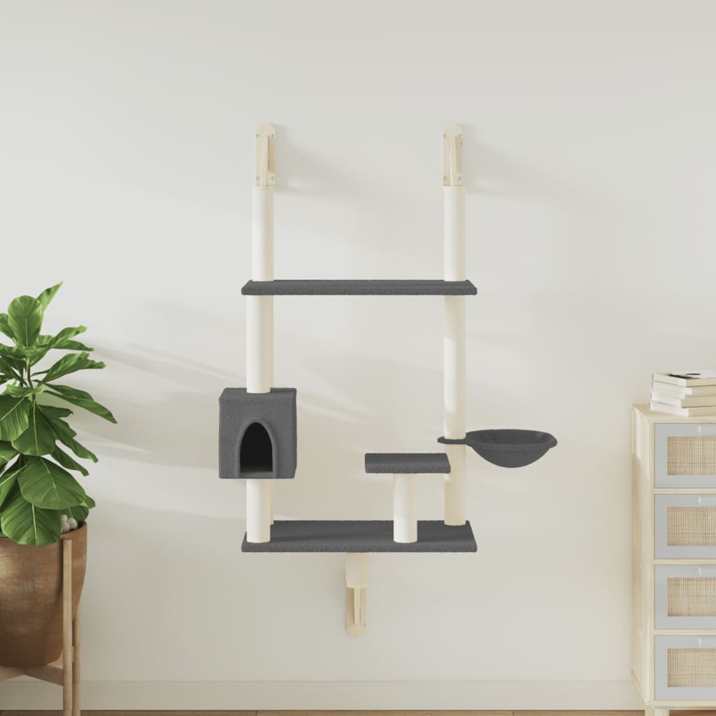 Vidaxl Cat Furniture Wall -navázaná na poškrábání Pošta 153 cm tmavě šedá