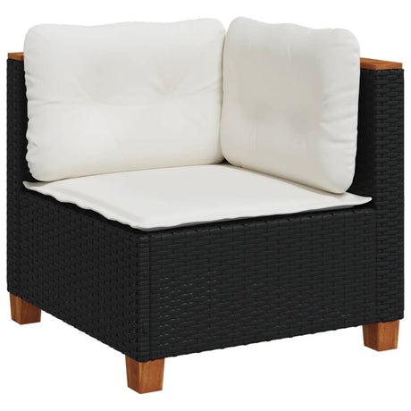 Vidaxl tuinhoekbank met kussens poly rattan zwart
