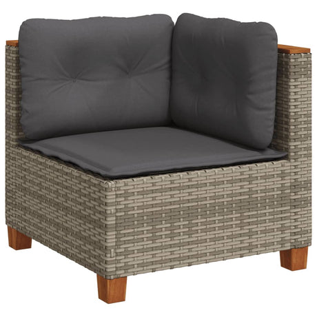 Vidaxl tuinhoekbank met kussens poly rattan grijs