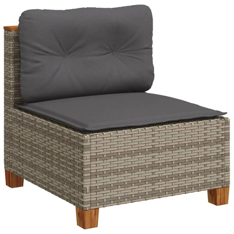 Vidaxl tuinbank zonder armleuning met kussens poly rattan grijs