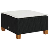 Vidaxl tuinkruk met kussen 63,5x56x32 cm poly rattan zwart