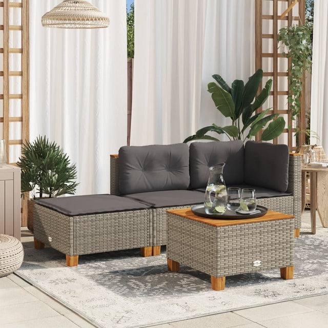 Vidaxl tuinkruk met kussen 63,5x56x32 cm poly rattan grijs