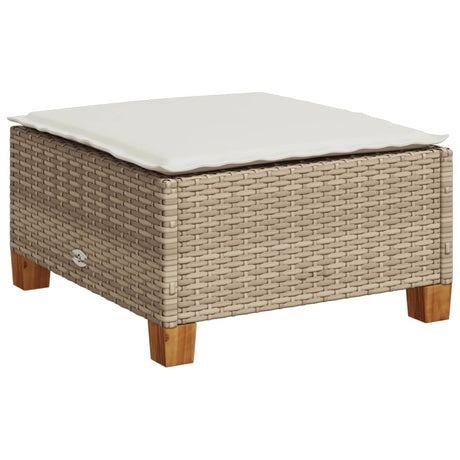 Vidaxl tuinkruk met kussen 63,5x56x32 cm poly rattan beige