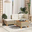 Vidaxl tuinkruk met kussen 63,5x56x32 cm poly rattan beige