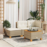 Vidaxl tuinkruk met kussen 63,5x56x32 cm poly rattan beige