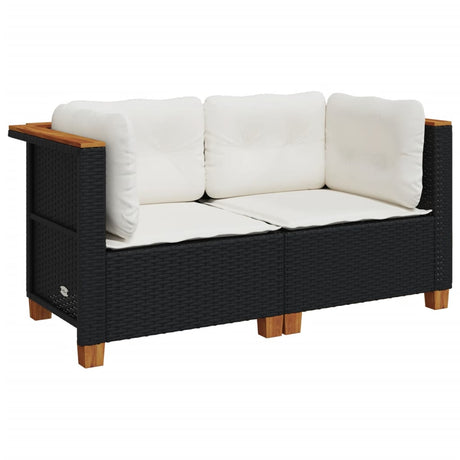 Vidaxl tuinhoekbanken met kussens 2 st poly rattan zwart