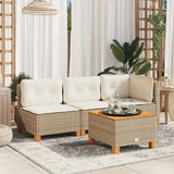 Vidaxl tuinbank 3-zits met kussens poly rattan beige