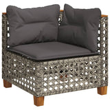 Vidaxl tuinhoekbank met kussens poly rattan grijs