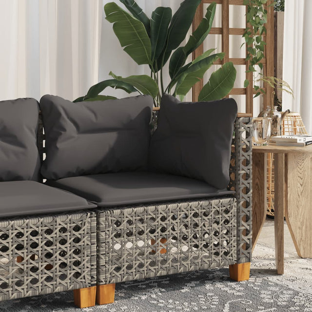 Vidaxl tuinhoekbank met kussens poly rattan grijs