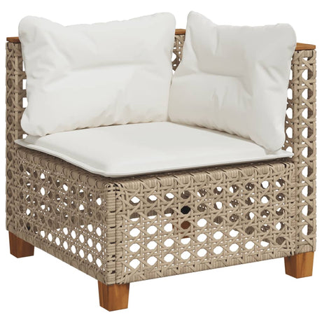 Vidaxl tuinhoekbank met kussens poly rattan beige