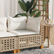 Vidaxl tuinhoekbank met kussens poly rattan beige