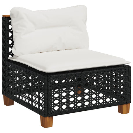 Vidaxl tuinbank zonder armleuning met kussens poly rattan zwart