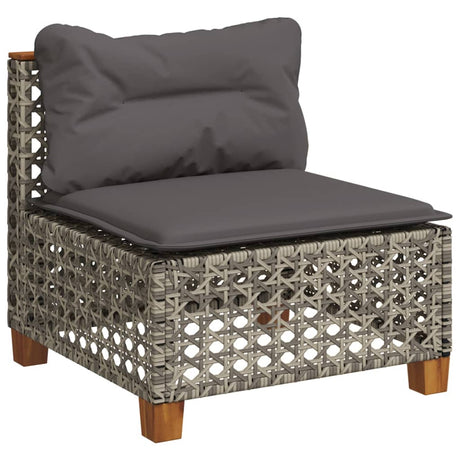 Vidaxl tuinbank zonder armleuning met kussens poly rattan grijs