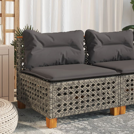 Vidaxl tuinbank zonder armleuning met kussens poly rattan grijs