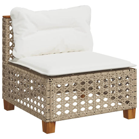Vidaxl tuinbank zonder armleuning met kussens poly rattan beige