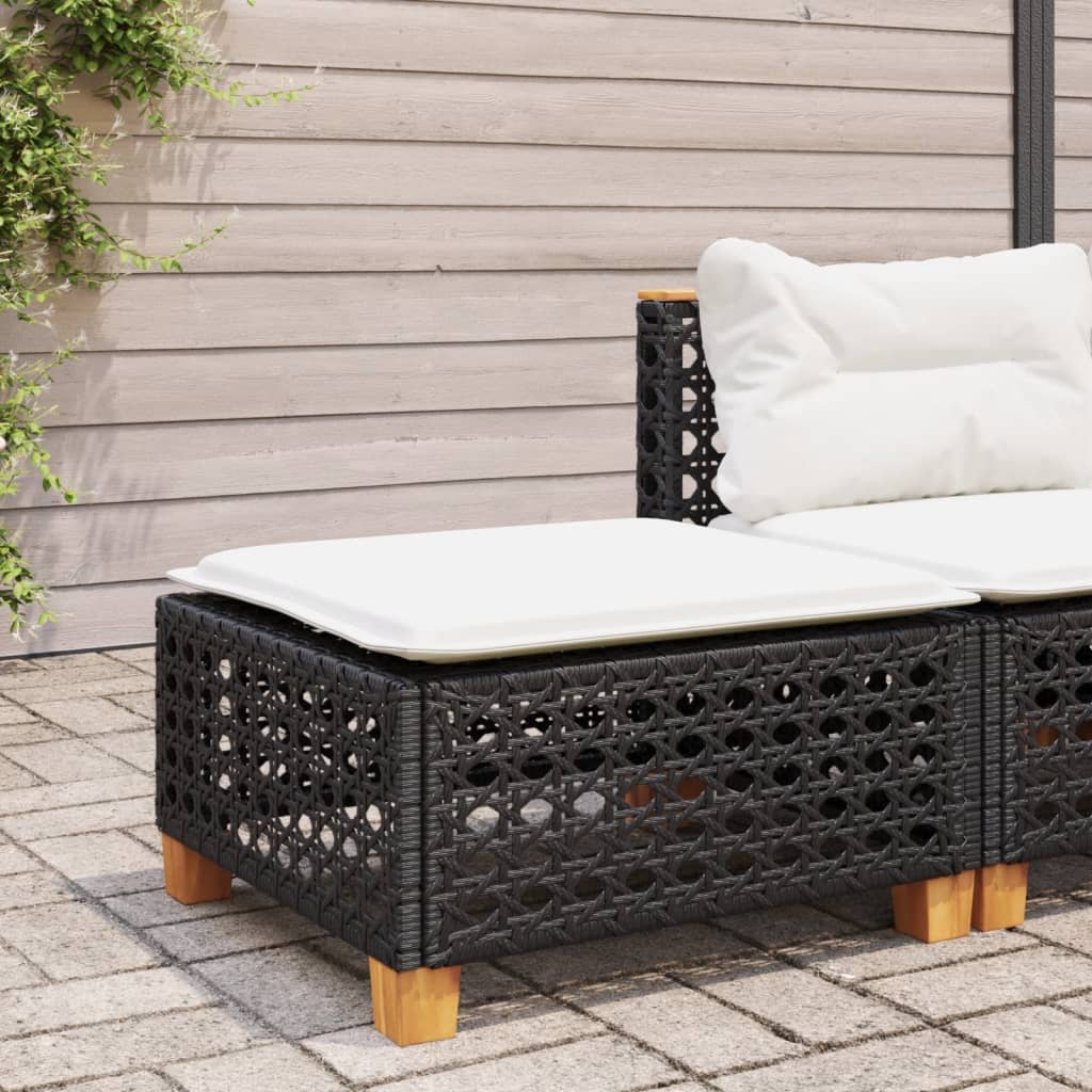 Vidaxl tuinkruk met kussen 63,5x56x32 cm poly rattan zwart