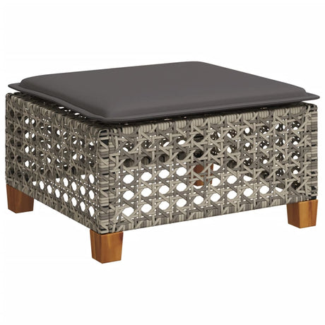 Vidaxl tuinkruk met kussen 63,5x56x32 cm poly rattan grijs
