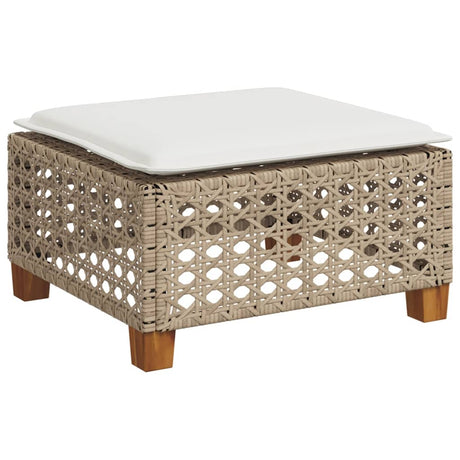 Vidaxl tuinkruk met kussen 63,5x56x32 cm poly rattan beige
