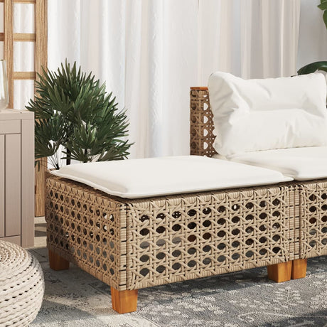 Vidaxl tuinkruk met kussen 63,5x56x32 cm poly rattan beige