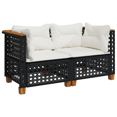 Vidaxl tuinhoekbanken met kussens 2 st poly rattan zwart