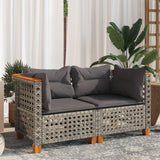 Vidaxl tuinhoekbanken 2 st met kussens poly rattan grijs