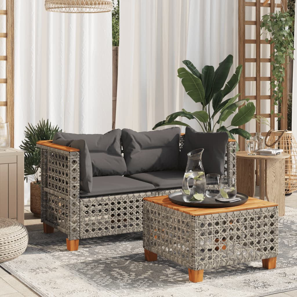 Vidaxl tuinhoekbanken 2 st met kussens poly rattan grijs