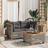 Vidaxl tuinhoekbanken 2 st met kussens poly rattan grijs