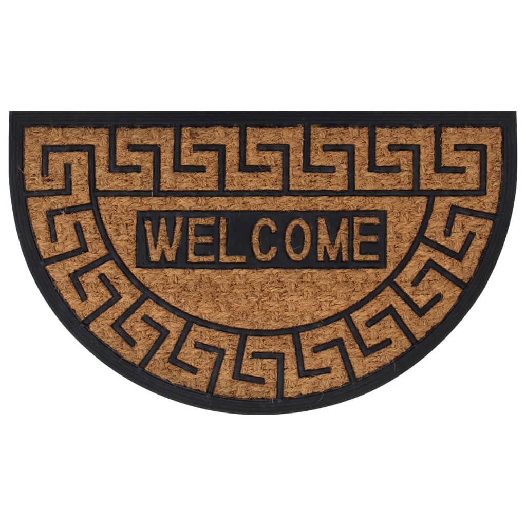 Vidaxld Doormat hallef-erop 45x75 cm Gummi a Kokosnossfaser