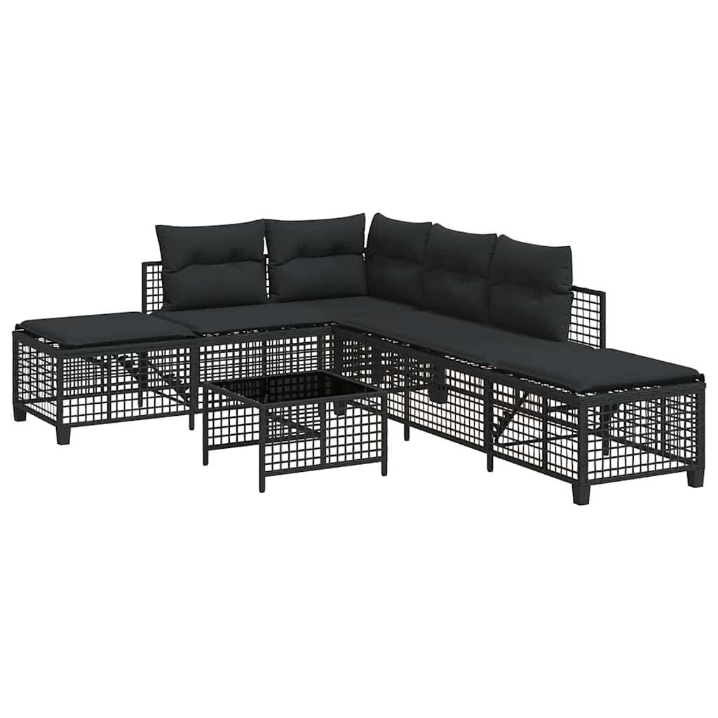 Vidaxl 3-delige loungeset met kussens poly rattan zwart