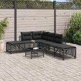 Vidaxl 3-delige loungeset met kussens poly rattan zwart