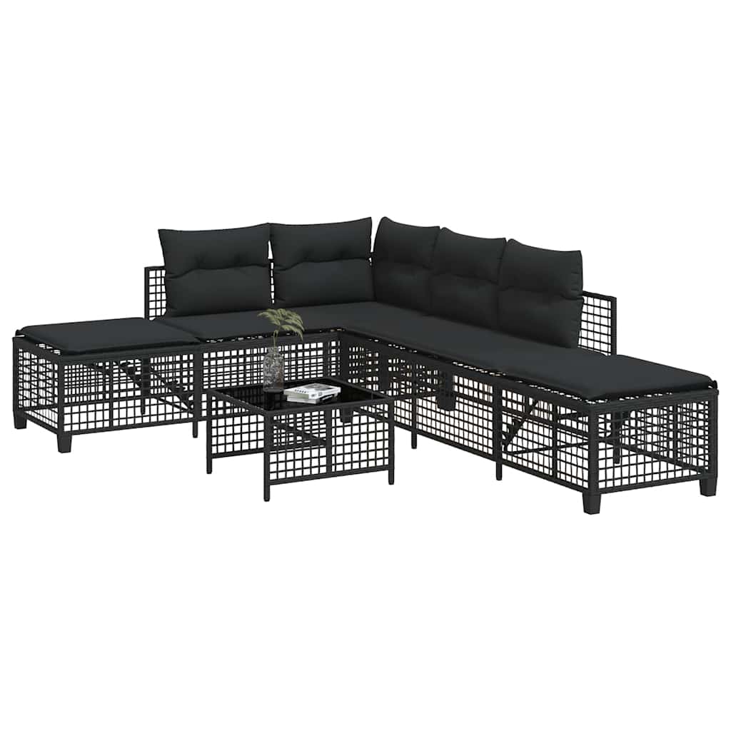 Vidaxl 3-delige loungeset met kussens poly rattan zwart