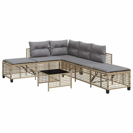 Vidaxl 3-delige loungeset met kussens poly rattan gemengd beige