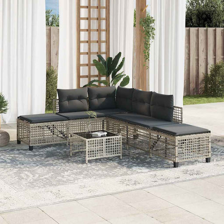 Vidaxl 3-delige loungeset met kussens poly rattan lichtgrijs