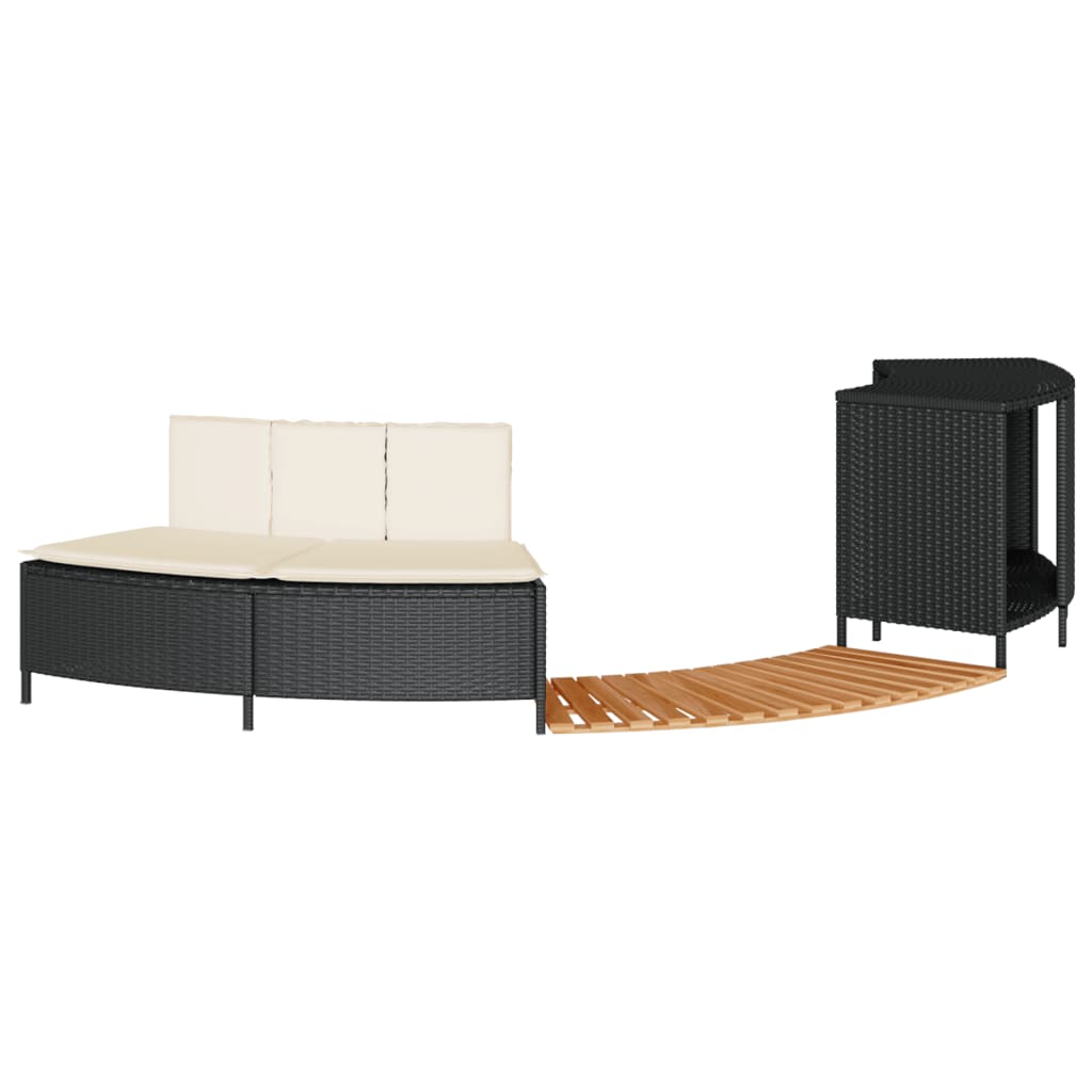 Vidaxl hottub-ombouw poly rattan en massief acaciahout zwart