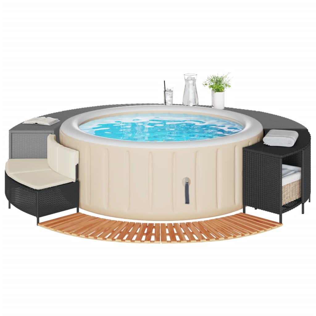 Vidaxl hottub-ombouw poly rattan en massief acaciahout zwart