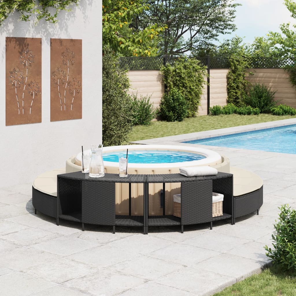 Vidaxl -Speicher Szenen für Whirlpool 2 St Poly Rattan Schwarz