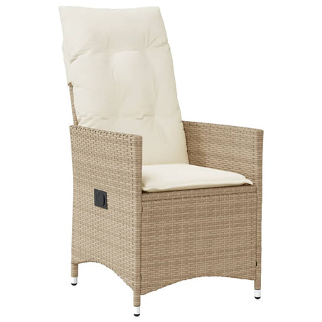 Vidaxl tuinstoel verstelbaar met kussens poly rattan beige