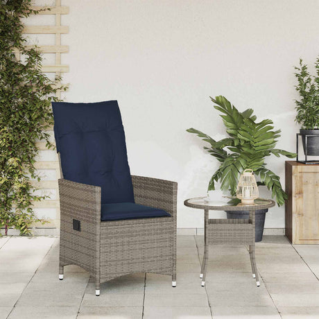 Vidaxl tuinstoel verstelbaar met kussens poly rattan grijs