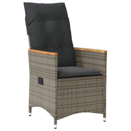 Vidaxl tuinstoel verstelbaar met kussens poly rattan grijs
