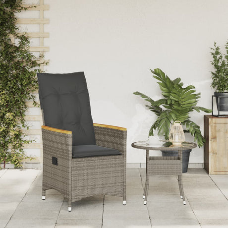 Vidaxl tuinstoel verstelbaar met kussens poly rattan grijs