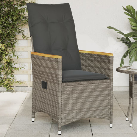 Vidaxl tuinstoel verstelbaar met kussens poly rattan grijs