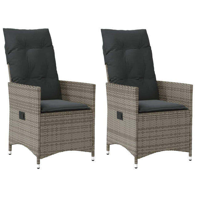 Vidaxl tuinstoelen 2 st verstelbaar met kussens poly rattan grijs